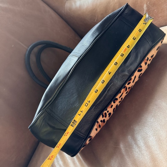 Vintage calf hair Leopard Print animal pony leather bag kisslock David Jeffery - Picture 13 of 15